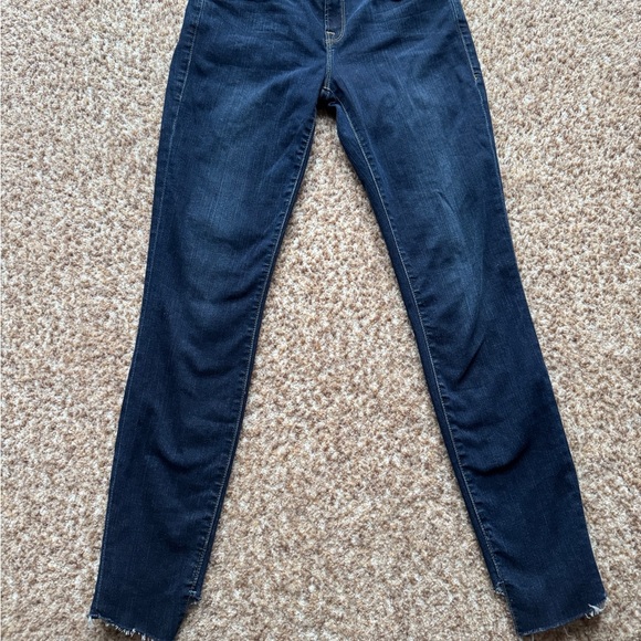 Frame Le Skinny De Jeanne Jeans Women's Size 26 Mid Rise Dark Wash Denim Raw Hem - Picture 2 of 6